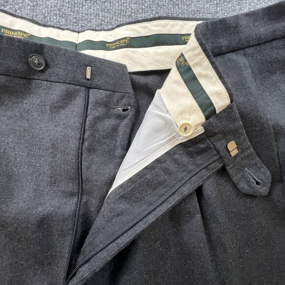 PRINCIPE Made in Italy Wool Cashmere Pleated Dress Pants Cuffed Hem ITALY 50 - Picture 11 of 13